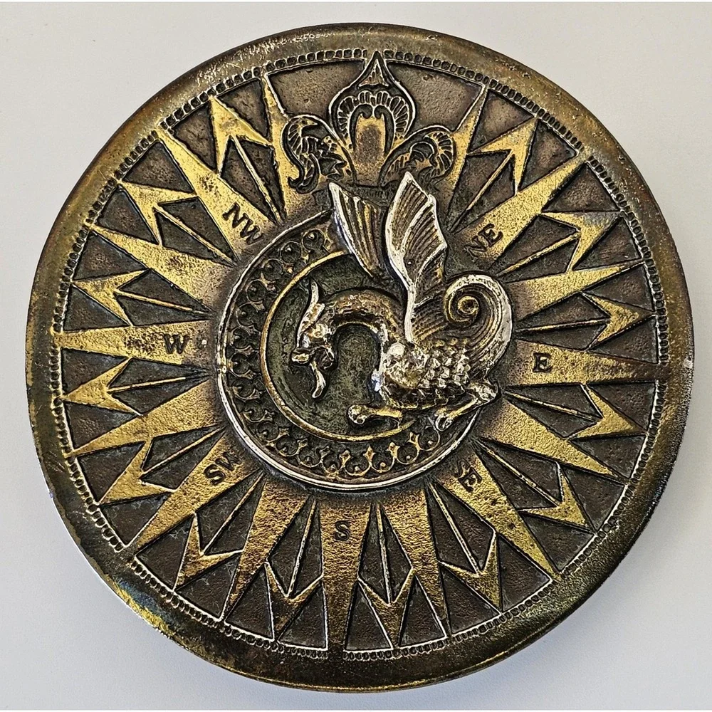 1974 James Lind Wyoming Studio Art Works Sea Serpent Compass Rose Belt Buckle
